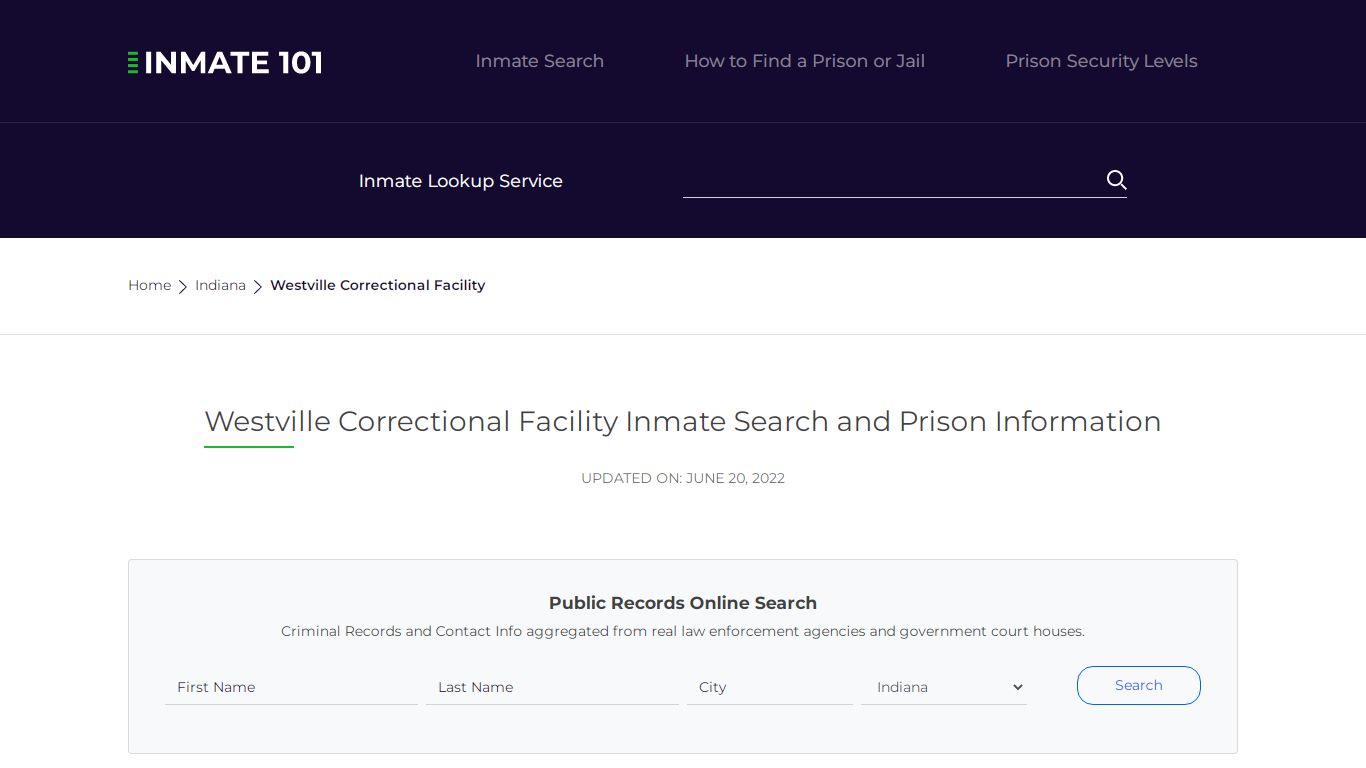 Westville Correctional Facility Inmate Search, Visitation ...